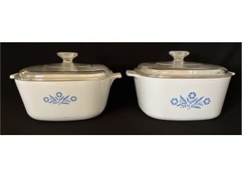 2 Vintage Corning Ware Casserole Dishes W Lids