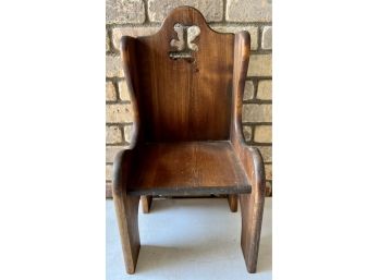 Child's Dark Stained Wooden Bench Chair