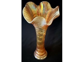 Beautiful Imperial Ripple Marigold Carnival Glass Vase