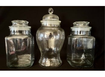 3 Clear Vintage Cannisters