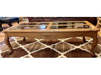 Nice Oak Coffee Table With Glass Inlays