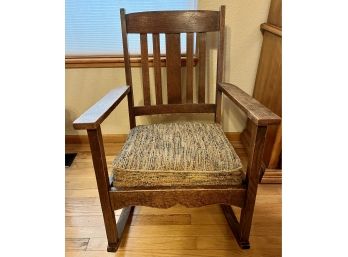 Nice Vintage Mission Oak Stickley Style Slat Back Rocking Chair