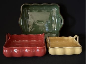 Pretty Nesting Casserole Baking Dishes (green, Red, Yellow)