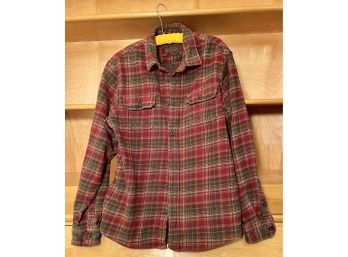 Warm And Wonderful Orvis Red & Green Cotton Flannel With Inset Side Pockets