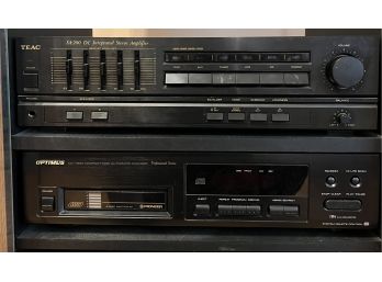 TEAC SA-200 DC Integrated Stereo Amplifier, With Optimus CD-7250 Compact Disc Auto Changer With Cabinet