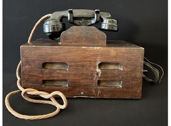 Antique Box Phone With Bakelite Receiver