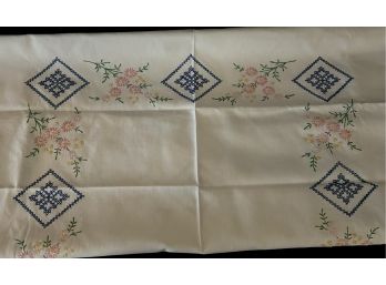 A Lovely Vintage Flour Sack Embroidered Table Cloth