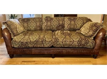 Bernhardt Leather And Tapestry Sofa