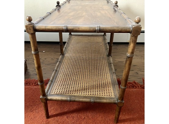 Excellent McGuire Style Vintage Bamboo And Cane Tiered Coffee Table