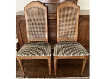 Mid Century Modern Cushioned Chairs With Cane Back (1 Of 3)