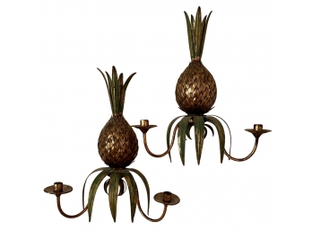 1950's Brass Pineapple Sconce/candleholder French Style