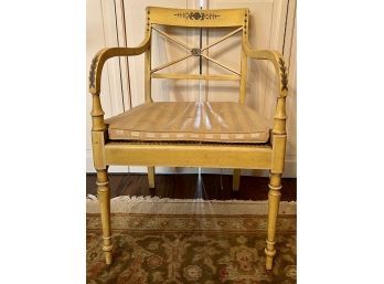 An Extremely Cute Vintage Yellow Chair With Hand-painted Floral Designs