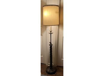 Adjustable Metal And Wood Double Bulb Pull Chain Floor Lamp