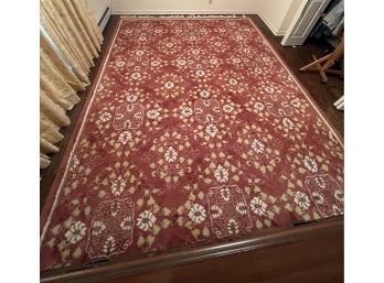 Beautiful Indian Oriental Rug Rust Red Field With Yellow Flowers