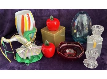 Gorham Votive Holders, VTG, Handblown 1960's Vase, Glass Apples And More