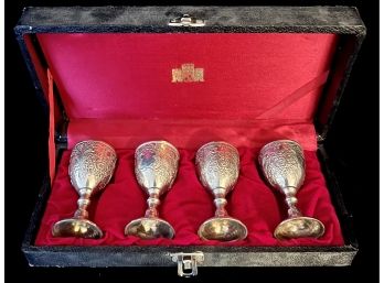 4 Vintage Brass Handmade Chalice Goblet In Box (see Photos For Brand)