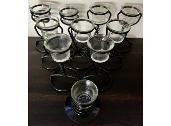 A Variety Of 10 Black Tea Light Holders With Glass Cups