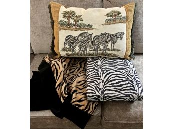 Animal Print Coziness W/ Footrest, Throw & Cushion