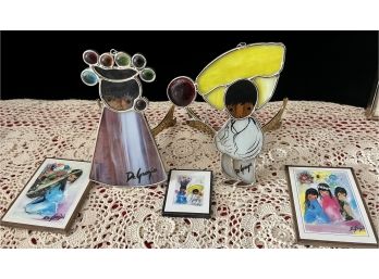 Delightful DeGrasse Stained Glass Sun Catchers That Match Print & 2 Other Prints