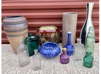 Lot Featuring Royal Haeger Vases & A Rare Antique Codd Neck Bottle