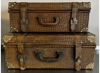2 Vintage Nesting Leather Display Cases