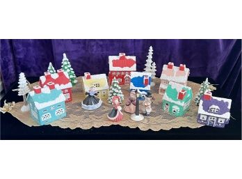 18 Piece Ceramic Villiage With Carolers, Trees, Shops And More