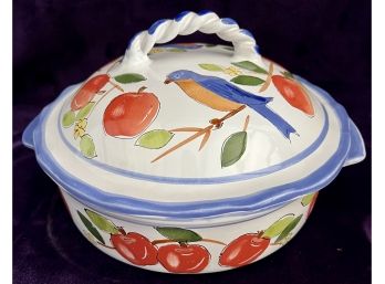 Beautiful Apple Pottery Casserole Dish See Bottom For Brand