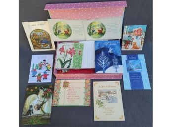 An Assortment Of Blank Christmas Cards And Envelopes