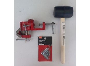 Small Vice Grip With Rubber Mallet And Corner Braces