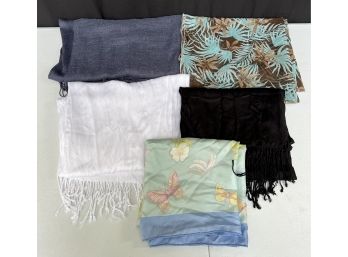 5 Womens Scarves (white Scarf Is New With Tags)