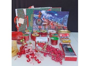 Misc. Christmas Items Inc. Ribbon Gift Bags And More (all New)