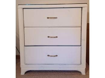 Small White 3 Drawer Dresser With Glass On Top