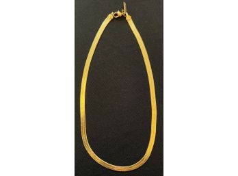 Vintage Sleek NAPIER Gold Tone Herringbone Chain Necklace 18' (signed)