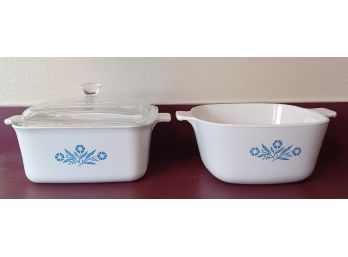 2 Vintage Corning Ware Casserole Bakeware (1 With Lid)
