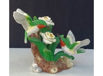 1997 Ceramic Humming Birds With Flowers