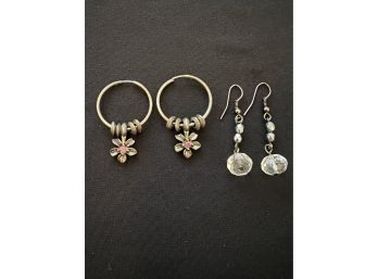 2 Pair Of Vintage Earrings Inc. Clear Crystal Wire Earrings