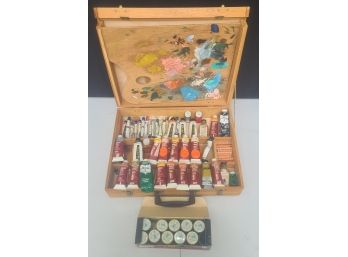A Wooden Case Of Paint Inc. Alkyd Colour Paints