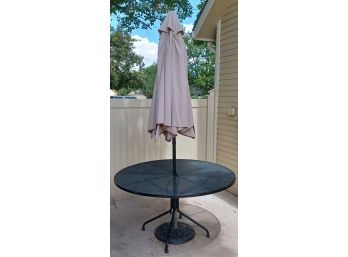 Metal Table With Umbrella And Stand