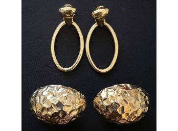 2 Outstanding Pairs Of Vintage Clip-on Earrings By Monet And Robin Kahn