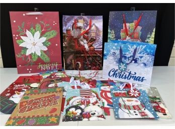 A Collection Of New Christmas Gift Bags In Various Sizes