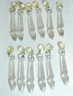 12  Glass Round Spear Prisms With Beads