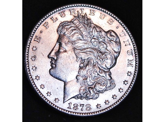 1878-s  Morgan Silver Dollar Uncirculated  AU  GREAT DATE! Full Chest Feathers!  NICE COIN! (3cpo5)