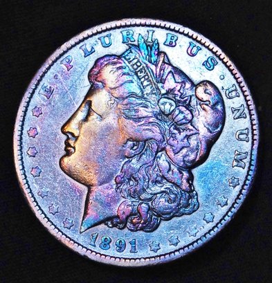 1891 Morgan Silver Dollar Rainbow Toning!  (tsp84)