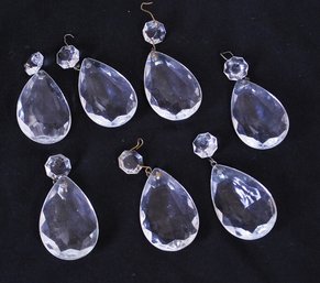 7 Antique Glass Chandelier Crystal Prisms TEARDROP 2.75' Lamp Jewelry Crafts