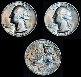 2  1976 US Washington Bicentennial Quarters DRUMMER BOY Uncir Flashy BU  (yur23)