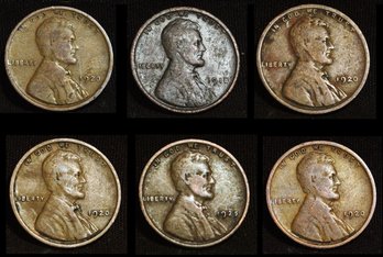 6  Early Lincoln Cents 1918  1920  1925   (2kcl5)