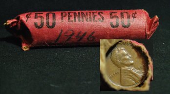 Nearly Full Roll Of Unsearched 1946  Lincoln Cents    (4tgu3)