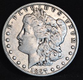1897 Morgan Silver Dollar Fine  Good Date (wod7)