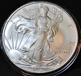 2010 American Silver Eagle Dollar UNCIRC BU In Capsule 1oz .999  NICE  (spf23)