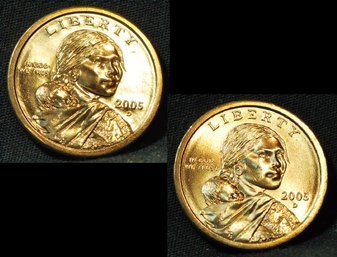 2  2005-D Sacagawea Dollars UNCIRC BU Nice!  (ytc25)
